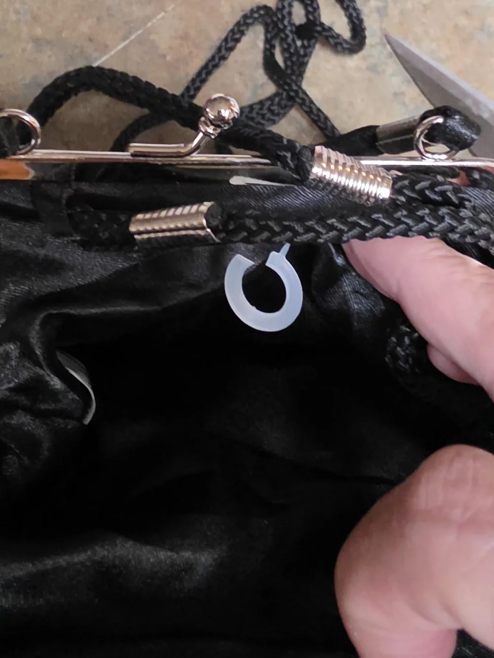 Black Mini Beaded Evening Crossbody Bag with Red Roses